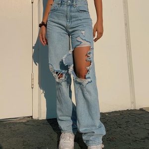 Tatum Casual Loose Jean - Y2K Aesthetic Denim for Effortless Grunge and Coquette Style