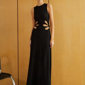 Textured Sleeveless Cutout Maxi Dress - Y2K Aesthetic Fashion for Effortless Style