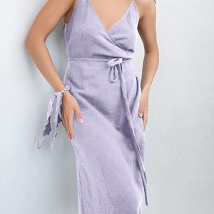 Tie-Waist Cotton Cami Dress in Y2K Style - Perfect for Coquette Aesthetic and Casual Outfits