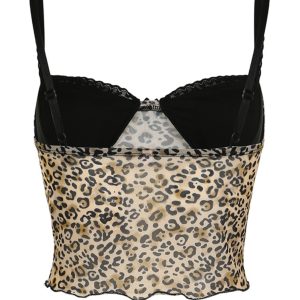 Toby Y2K Leopard Print Mesh Crop Top - Trendy Coquette Aesthetic Cute Top for Stylish Outfits