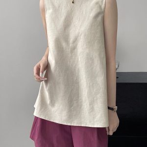 Trendy Knotted Back Sleeveless Blouse - Y2K Aesthetic Top for Effortless Style