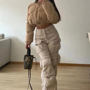 Trendy Loose High Waist Cargo Pants for Women - Stylish Baggy Streetwear Sweatpants