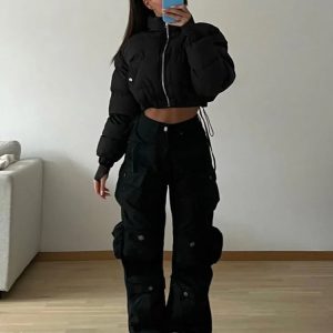 Trendy Loose High Waist Cargo Pants for Women - Stylish Baggy Streetwear Sweatpants