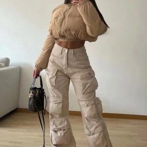 Trendy Loose High Waist Cargo Pants for Women - Stylish Baggy Streetwear Sweatpants