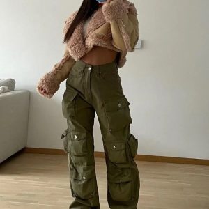 Trendy Loose High Waist Cargo Pants for Women - Stylish Baggy Streetwear Sweatpants