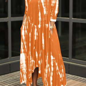 Trendy Tie Dye Print Irregular Dress for Y2K Aesthetic and Coquette Style Lovers