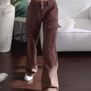 Trendy Y2K Cargo Pants for a Chic Coquette Aesthetic Look and Comfy Everyday Style