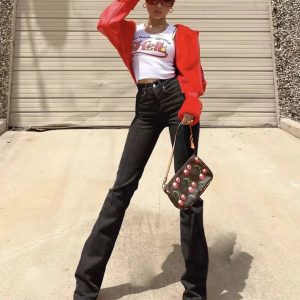 Trendy Y2K Cut-Out Denim Pants for a Chic Grunge Aesthetic Look