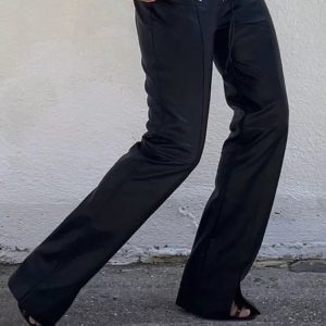 Trendy Y2K Leather Pants for a Chic Grunge Aesthetic Look and Stylish Outfits