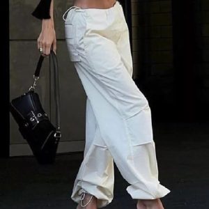 Trendy Y2K Low Rise Cargo Pants for a Chic Coquette Aesthetic Look