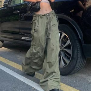 Trendy Y2K Parachute Pants for a Chic Grunge Aesthetic Look