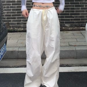 Trendy Y2K Parachute Pants for a Chic Grunge Aesthetic Look and Comfy Style