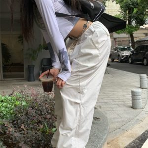 Trendy Y2K Parachute Pants for a Chic Grunge Aesthetic Look and Comfy Style