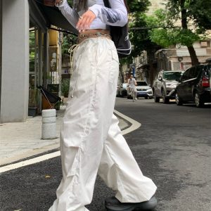 Trendy Y2K Parachute Pants for a Chic Grunge Aesthetic Look and Comfy Style