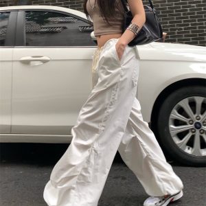 Trendy Y2K Parachute Pants for a Chic Grunge Aesthetic Look and Comfy Style