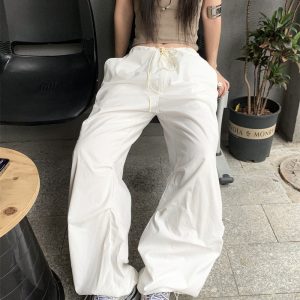 Trendy Y2K Parachute Pants for a Chic Grunge Aesthetic Look and Comfy Style