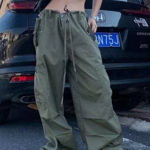 Trendy Y2K Parachute Pants for a Chic Grunge Aesthetic Look