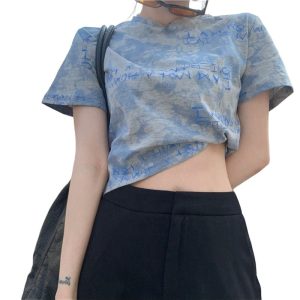 Trendy Y2K Tie Dye Crop Top for Effortless Summer Outfits and Aesthetic Vibes