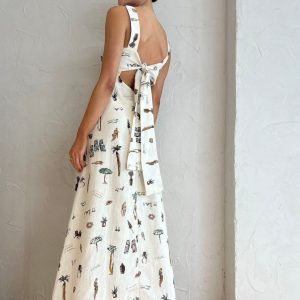 Tropical Print Knotted Maxi Dress - Y2K Aesthetic Summer Vibes for Effortless Style