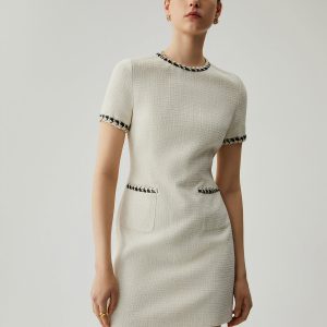 Tweed Contrast Trim Pocket Mini Dress - Chic Y2K Aesthetic for Effortless Style