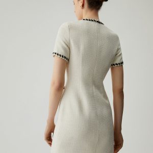 Tweed Contrast Trim Pocket Mini Dress - Chic Y2K Aesthetic for Effortless Style