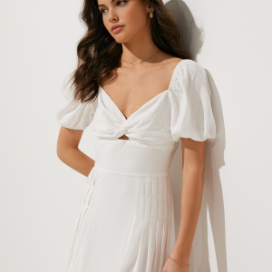 Twist Detail Puff Sleeve Cutout Maxi Dress - Y2K Aesthetic Fashion Statement