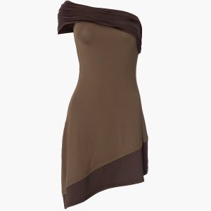 Two-Tone Asymmetric Short Dress - Y2K Aesthetic Fashion for Trendy Outfits