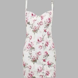 Tzofiya Y2K Floral Print Dress - Cute Coquette Aesthetic for Effortless Style