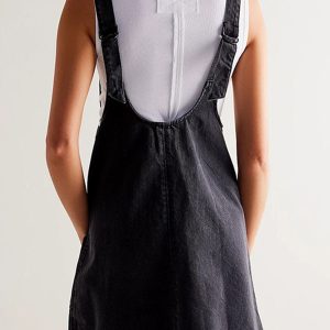 V-Neck Backless Denim Dress - Y2K Aesthetic Cute Summer Outfit for Effortless Style