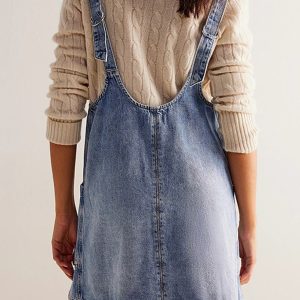 V-Neck Backless Denim Dress - Y2K Aesthetic Cute Summer Outfit for Effortless Style