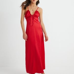 V-Neck Backless Tie Front Maxi Dress - Y2K Aesthetic Fashion for Effortless Style