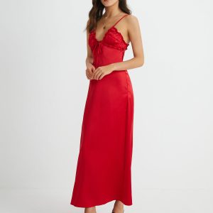 V-Neck Backless Tie Front Maxi Dress - Y2K Aesthetic Fashion for Effortless Style