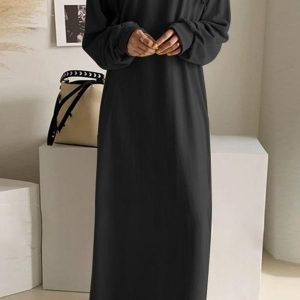 V-Neck Drawstring Hooded Dress in Y2K Style - Comfy and Chic for Aesthetic Outfits