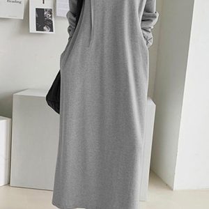 V-Neck Drawstring Hooded Dress in Y2K Style - Comfy and Chic for Aesthetic Outfits