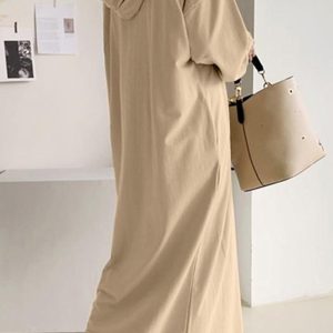 V-Neck Drawstring Hooded Dress in Y2K Style - Comfy and Chic for Aesthetic Outfits