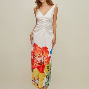 V Neck Halter Backless Long Dress - Y2K Aesthetic Maxi Dress for Chic Coquette Style