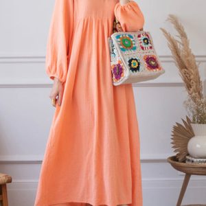 V-Neck Lantern Sleeve Cotton Dress - Y2K Aesthetic Cute Dress for Coquette Style Outfits