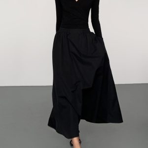 V-Neck Long Sleeve Dress with Double Pockets - Y2K Aesthetic Fashion Essential