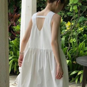 V-Neck Open Back Sleeveless Maxi Dress - Y2K Aesthetic Long Dress for Effortless Style