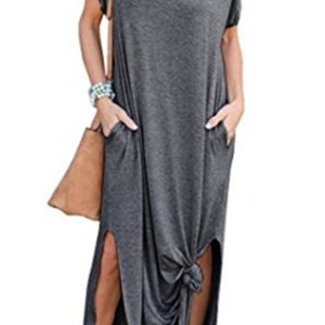 V-Neck Pocketed Slit Dress - Chic Y2K Aesthetic for Effortless Style and Comfort