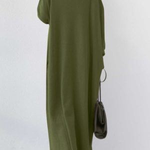 V-Neck Slit Hem Sweatshirt Dress - Y2K Aesthetic Comfy Dress for Effortless Style