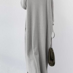 V-Neck Slit Hem Sweatshirt Dress - Y2K Aesthetic Comfy Dress for Effortless Style