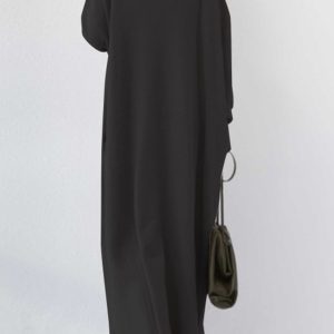 V-Neck Slit Hem Sweatshirt Dress - Y2K Aesthetic Comfy Dress for Effortless Style