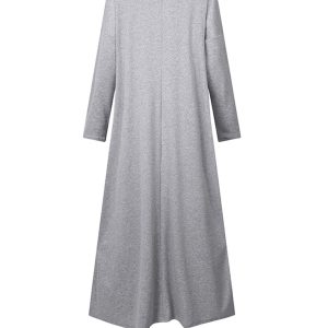 V-Neck Slit Hem Sweatshirt Dress - Y2K Aesthetic Comfy Dress for Effortless Style