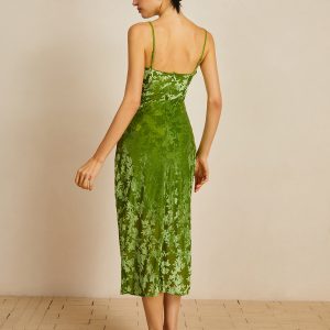 Velvet Stretch Midi Cami Dress - Y2K Aesthetic Chic for Effortless Style