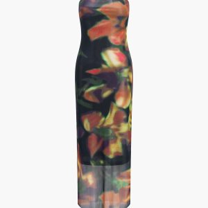 Vibrant Multi-Color Print Tube Midi Dress for Y2K Aesthetic and Coquette Style