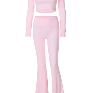 Vintage 2024 Y2K Off Shoulder Strapless Crop Top & Flare Pants Set for Sexy Party Looks