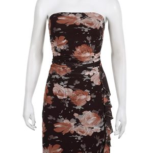 Vintage Floral Print Y2K Dress - Summer Street Style with Ruched Hem and Elegant Design