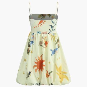 Vintage Print Y2K Balloon Dress - Retro Aesthetic Fashion for Unique Style Lovers