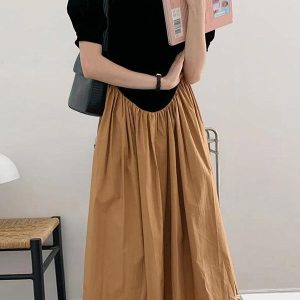 Vintage Puff Sleeve Irregular Pleated Dress - Y2K Aesthetic Cute Fashion Statement